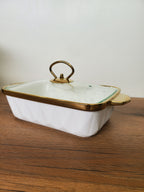 3-Piece White Diamond Pattern Ceramic Buffet Dish Set with Gold Stand (DLS-111)