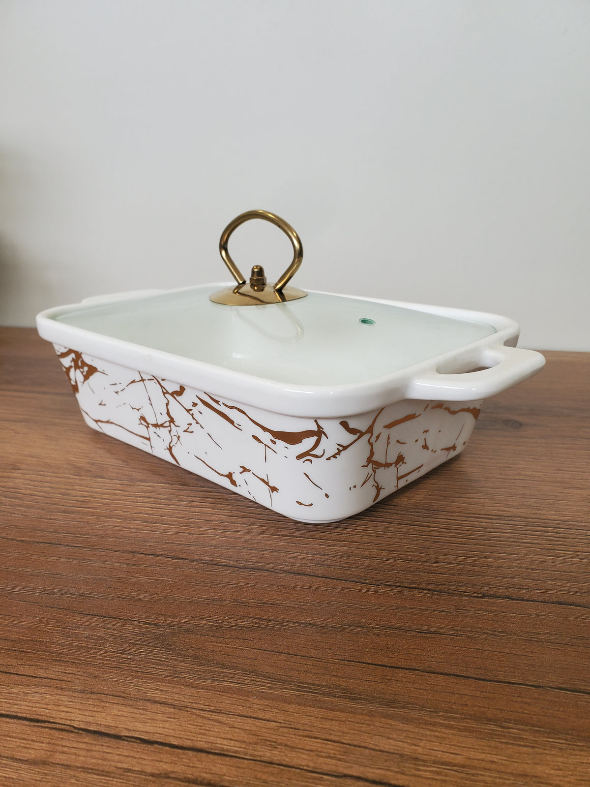 3-Piece White Marble Ceramic Buffet Dish Set with Gold Stand (LJ-115)