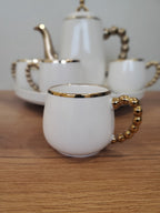 Luxury White & Gold Coffee Set With Rotating Tray– (41/1)