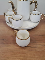 Luxury White & Gold Coffee Set With Rotating Tray– (41/1)