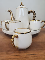 Luxury White & Gold Coffee Set With Rotating Tray– (41/1)