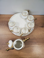Luxury White & Gold Coffee Set With Rotating Tray– (41/1)