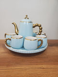 Sky Blue Luxury Coffee Set With Rotating Tray – (41/2)