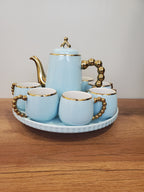 Sky Blue Luxury Coffee Set With Rotating Tray – (41/2)