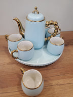 Sky Blue Luxury Coffee Set With Rotating Tray – (41/2)