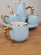 Sky Blue Luxury Coffee Set With Rotating Tray – (41/2)