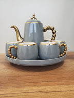 Gray & Gold Coffee Set With Rotating Tray – (41/3)