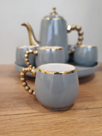Gray & Gold Coffee Set With Rotating Tray – (41/3)