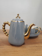Gray & Gold Coffee Set With Rotating Tray – (41/3)