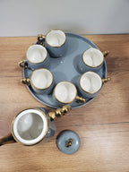 Gray & Gold Coffee Set With Rotating Tray – (41/3)