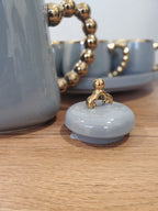 Gray & Gold Coffee Set With Rotating Tray – (41/3)