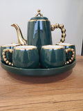 Luxury Emerald Green Coffee Set With Rotating Tray – (41/4)