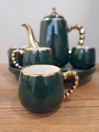 Luxury Emerald Green Coffee Set With Rotating Tray – (41/4)