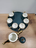 Luxury Emerald Green Coffee Set With Rotating Tray – (41/4)