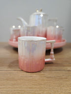 9PCS Coffee Set With Rotating Tray (2024-PINK)
