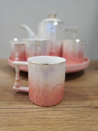 9PCS Coffee Set With Rotating Tray (2024-PINK)