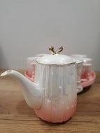 9PCS Coffee Set With Rotating Tray (2024-PINK)