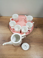 9PCS Coffee Set With Rotating Tray (2024-PINK)