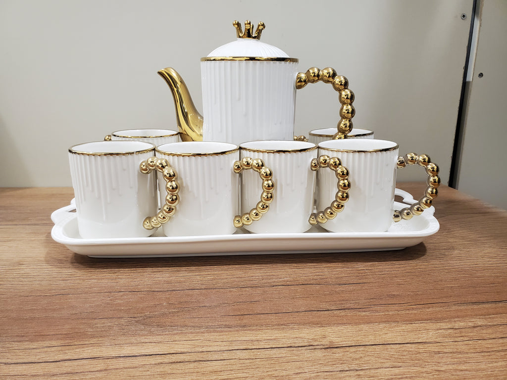 9PCS Coffee Set White & Gold (ML-1019)