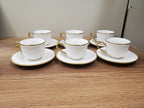 6+6 GGK Cups & Saucers Set White & Gold Classic Design (YH-082)