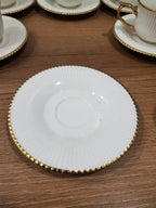 6+6 GGK Cups & Saucers Set White & Gold Classic Design (YH-082)