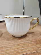 6+6 GGK Cups & Saucers Set White & Gold Classic Design (YH-082)