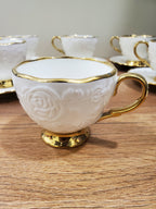 6+6 GGK Cups & Saucers Set White & Gold Premium Design (YH-084)