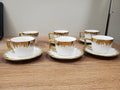 6+6 GGK Cups & Saucers Set White & Gold Square Design (YH-081)