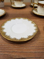 6+6 GGK Cups & Saucers Set White & Gold Square Design (YH-081)