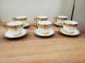 6+6 GGK Cups & Saucers Set White & Gold Pattern Design (YH-083)