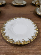 6+6 GGK Cups & Saucers Set White & Gold Pattern Design (YH-083)