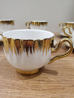 6+6 GGK Cups & Saucers Set White & Gold Pattern Design (YH-083)
