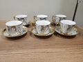 6-Piece Marble Ceramic Cup & Saucer Set Gray (10-7)