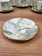 6-Piece Marble Ceramic Cup & Saucer Set Green (10-5)