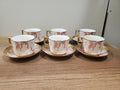 6-Piece Marble Ceramic Cup & Saucer Set Pink (10-8)