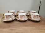 6-Piece Marble Ceramic Cup & Saucer Set Pink (10-8)
