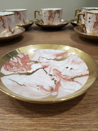 6-Piece Marble Ceramic Cup & Saucer Set Pink (10-8)