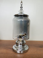 Luxury Smoke Grey Beverage Dispenser Set with 6 Goblets – 7 Pieces (XHG-003)