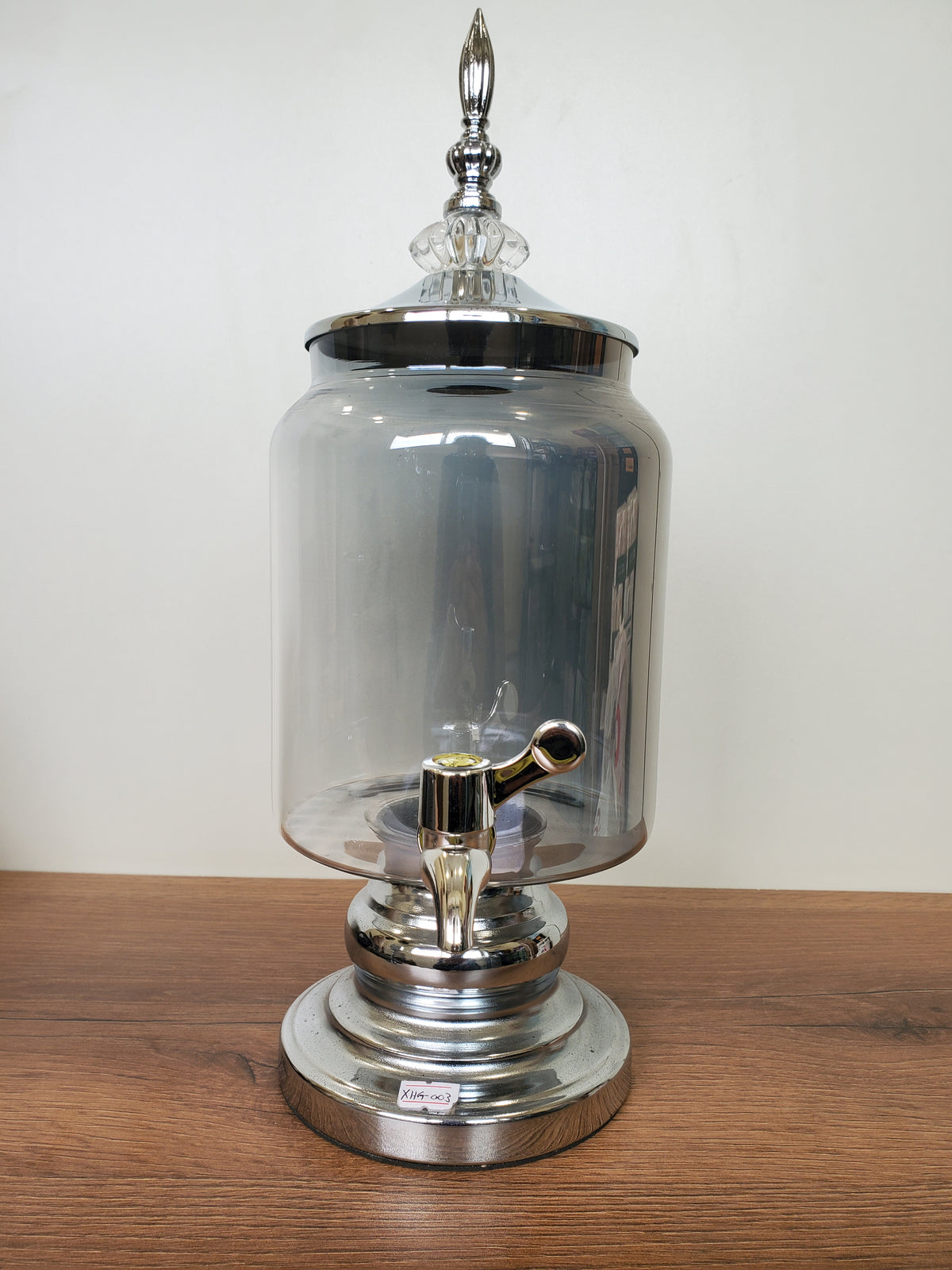 Luxury Smoke Grey Beverage Dispenser Set with 6 Goblets – 7 Pieces (XHG-003)