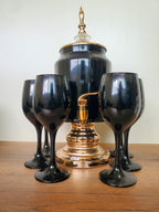 Luxury Black Beverage Dispenser Set with 6 Goblets – 7 Pieces (XHG-41)