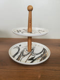 2-Tier Ceramic Pastry Stand Abstract Marble Design (8-33)