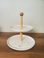 2-Tier Ceramic Pastry Stand Marble Design (8-34)