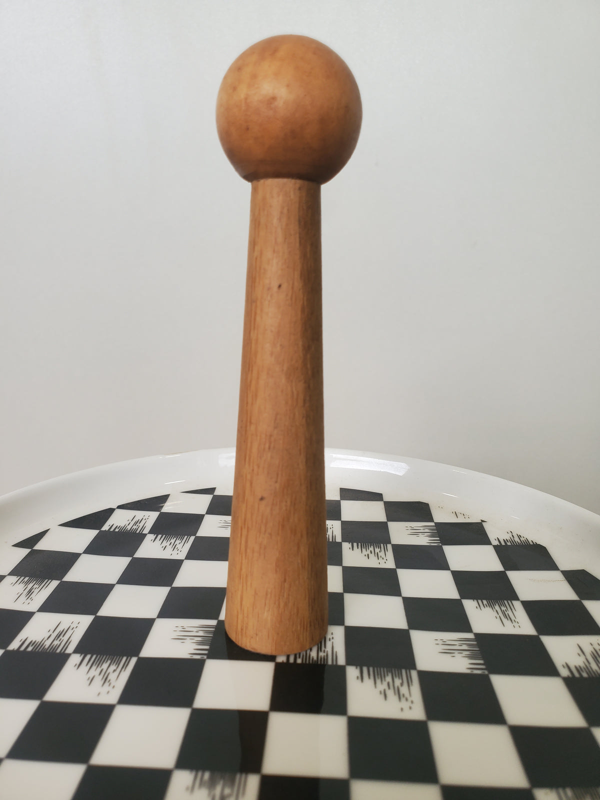 2-Tier Ceramic Pastry Stand Checkered Design (8-35)