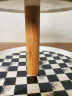 2-Tier Ceramic Pastry Stand Checkered Design (8-35)