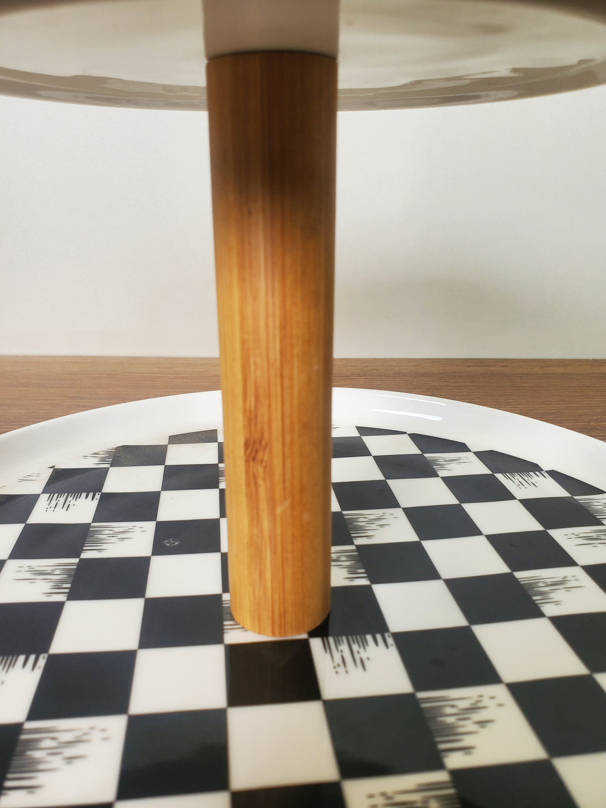 2-Tier Ceramic Pastry Stand Checkered Design (8-35)