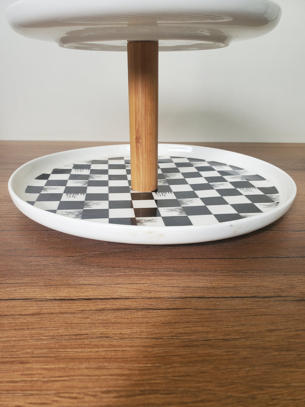 2-Tier Ceramic Pastry Stand Checkered Design (8-35)