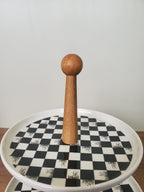2-Tier Ceramic Pastry Stand Checkered Design (8-35)