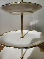 3-Tier Ceramic Serving Stand with Gold Finish (J2513)