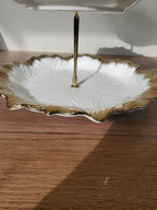 3-Tier Ceramic Serving Stand with Gold Finish (23064ML)