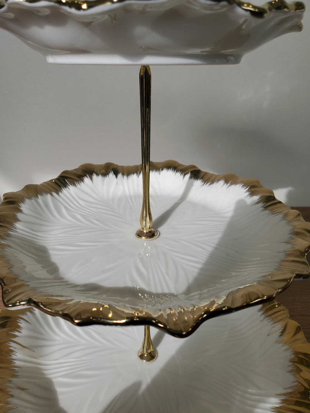 3-Tier Ceramic Serving Stand with Gold Finish (23064ML)
